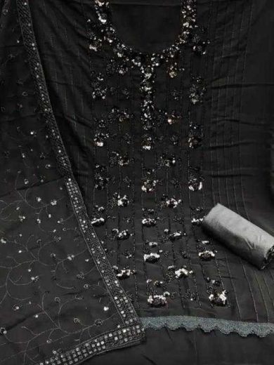 Black Palazzo Suit With Embellished Kurta Heavy Beads Work